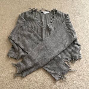 Grey distressed sweater